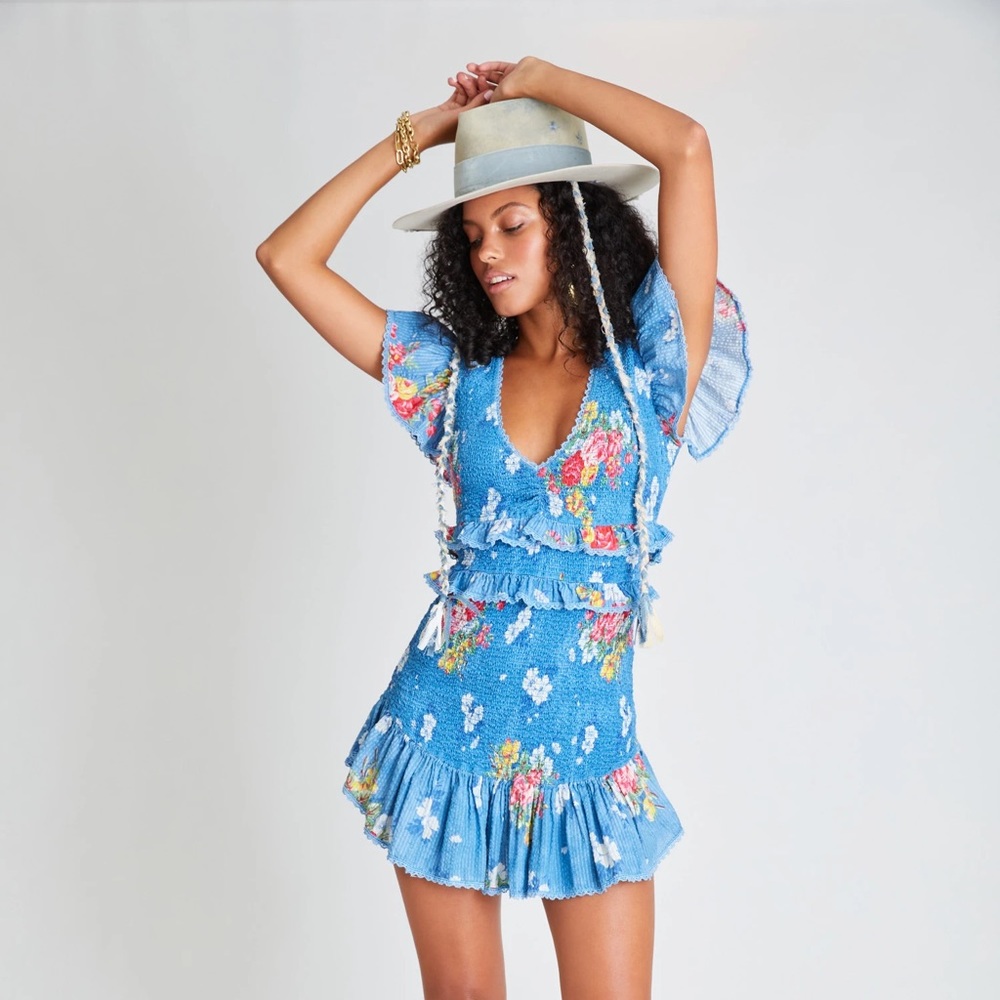 NWT LoveShackFancy Sonora Dress Marine Blue